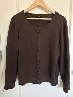 Talbots Espresso Brown Pima Cotton Cardigan (XL)